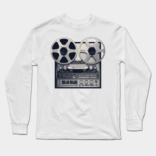 Vintage Reel To Reel Tape Player Design Long Sleeve T-Shirt by unknown_pleasures